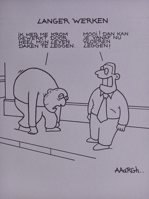 Originele cartoon: Langer werken