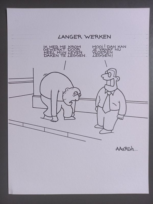 Originele cartoon: Langer werken