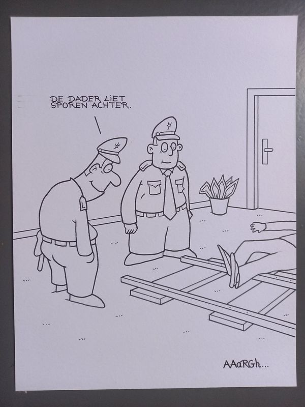 Originele cartoon: Sporen dader
