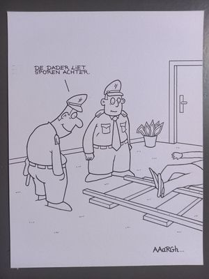 Originele cartoon: Sporen dader
