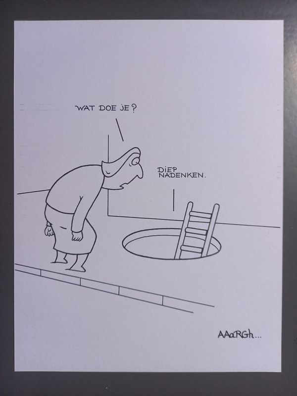 Originele cartoon: Diep nadenken