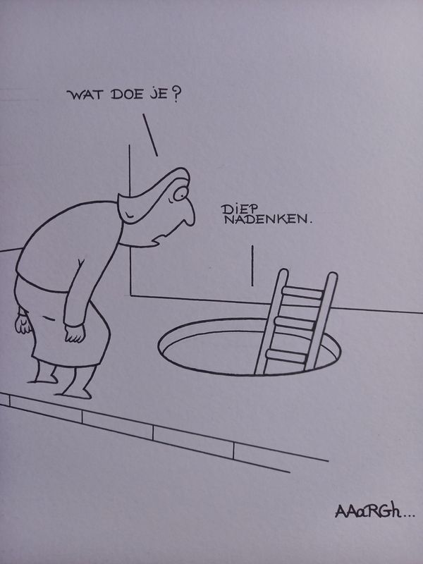 Originele cartoon: Diep nadenken