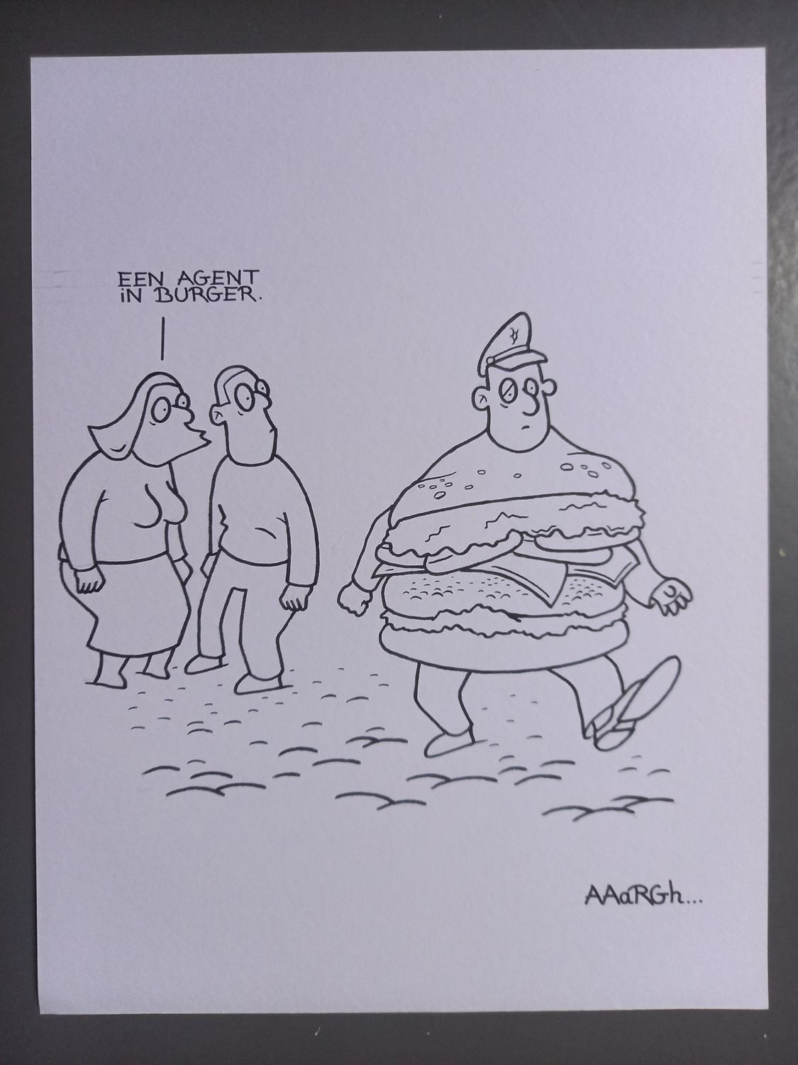 Originele cartoon: Agent in burger