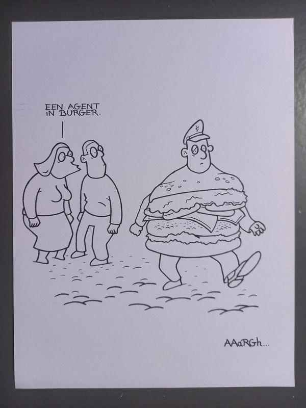 Originele cartoon: Agent in burger