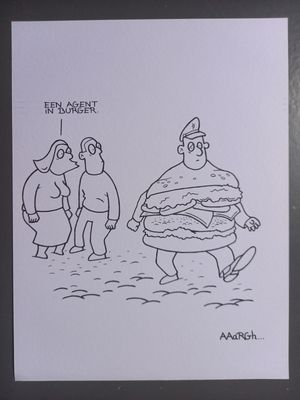 Originele cartoon: Agent in burger