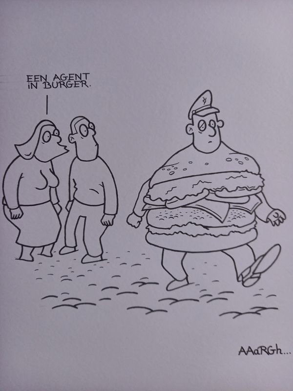 Originele cartoon: Agent in burger
