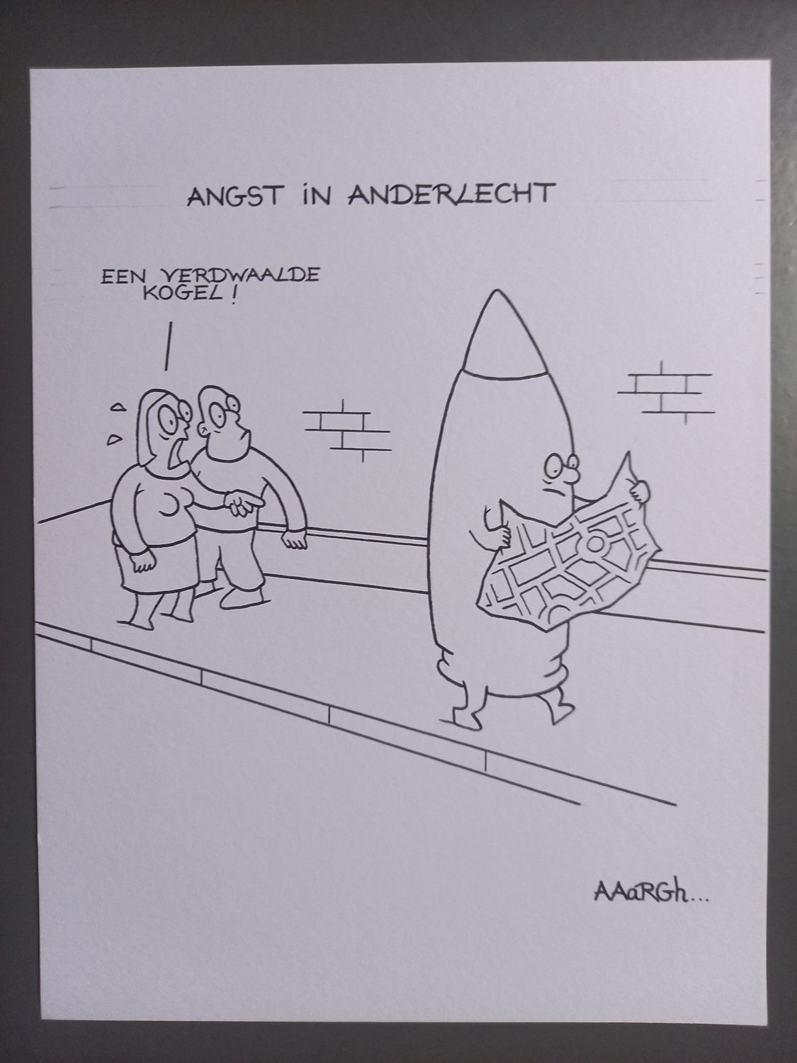 Originele cartoon: Verdwaalde kogel