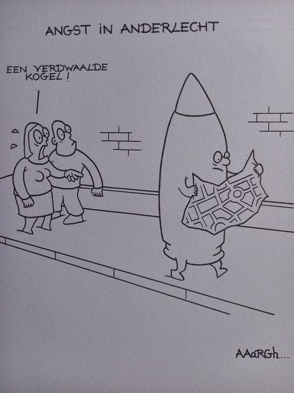 Originele cartoon: Verdwaalde kogel