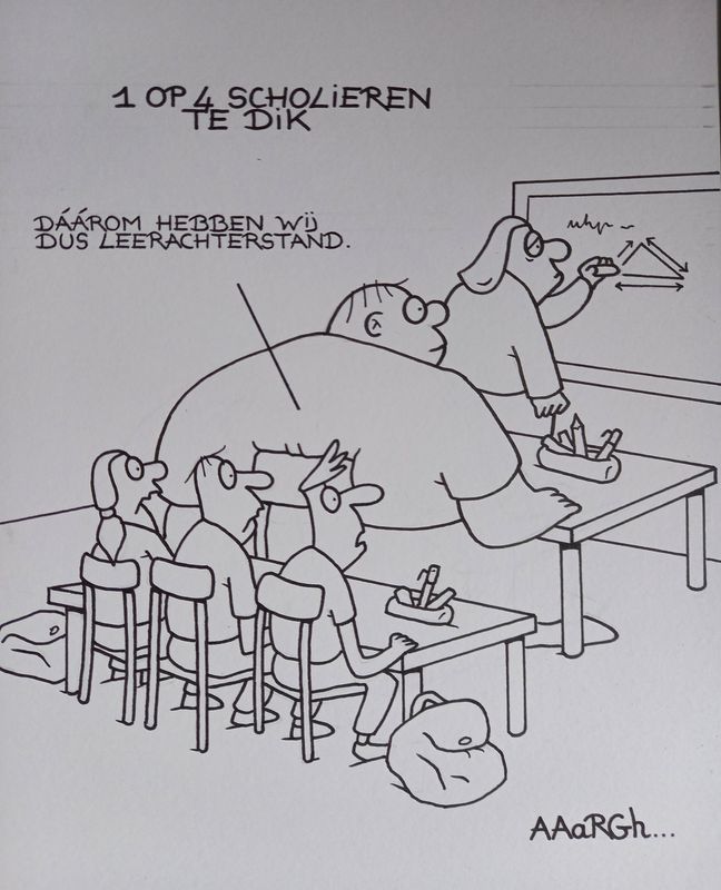 Originele cartoon: Scholieren te dik