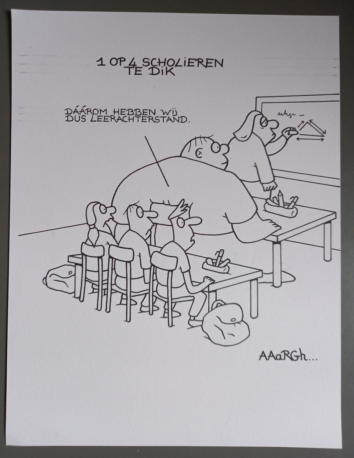 Originele cartoon: Scholieren te dik
