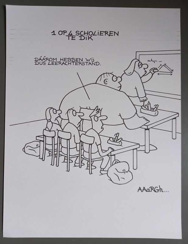 Originele cartoon: Scholieren te dik