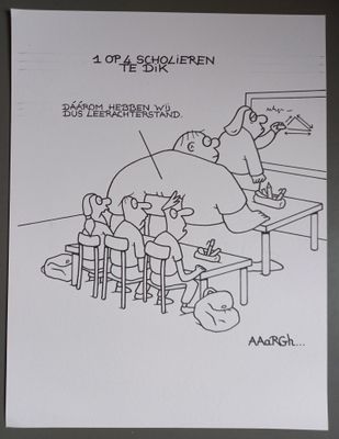 Originele cartoon: Scholieren te dik