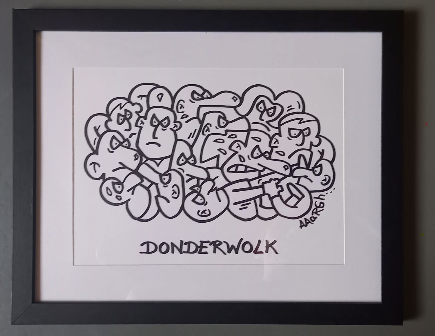 Ingekaderde originele tekening: Donderwolk