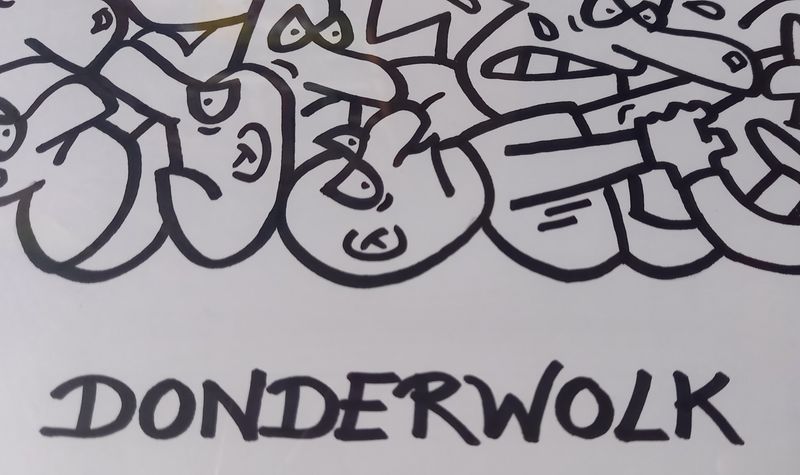Ingekaderde originele tekening: Donderwolk