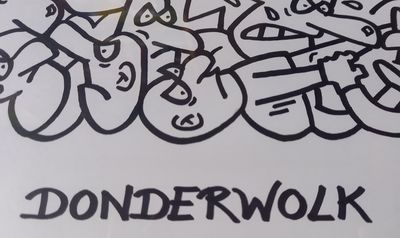 Ingekaderde originele tekening: Donderwolk