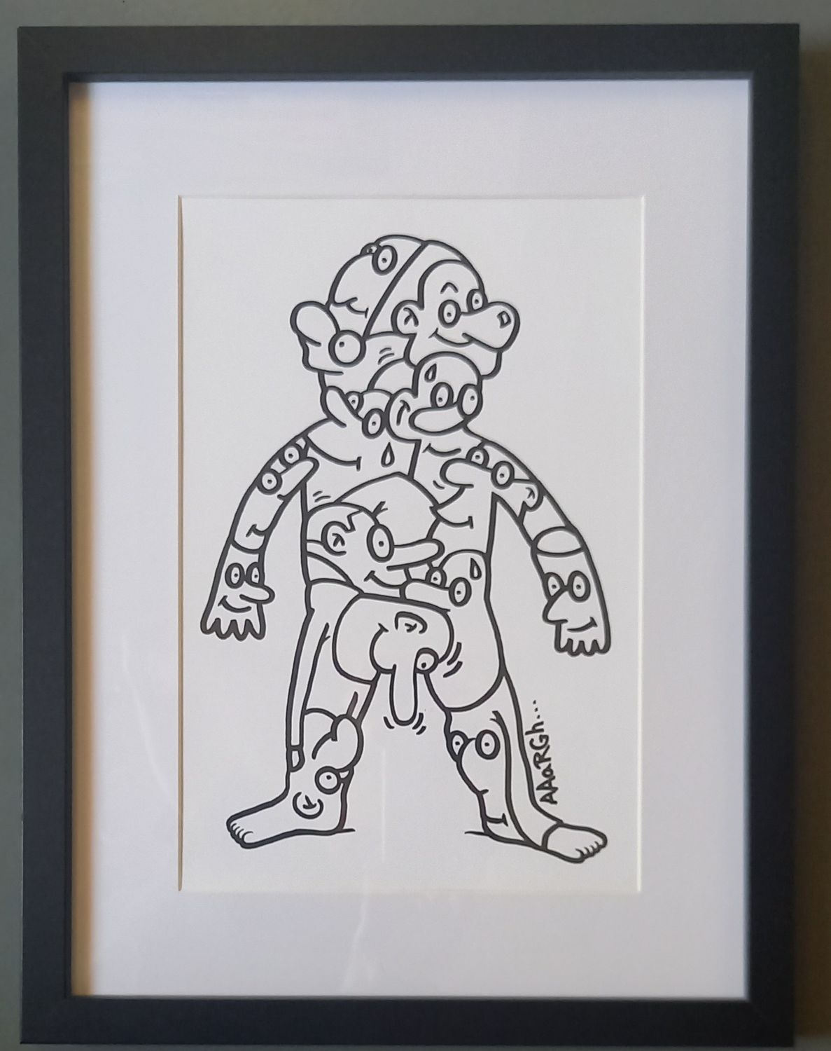 Ingekaderde originele tekening: Mannenlichaam