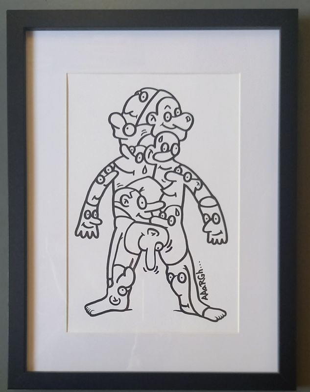 Ingekaderde originele tekening: Mannenlichaam