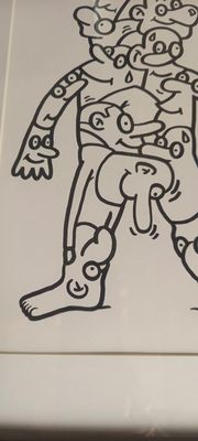Ingekaderde originele tekening: Mannenlichaam