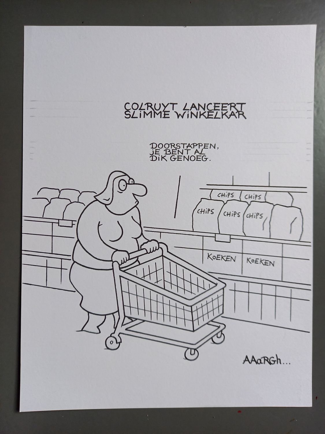 Originele cartoon: Slimme winkelkar Colruyt