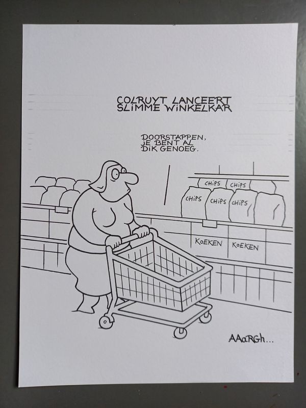 Originele cartoon: Slimme winkelkar Colruyt