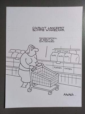 Originele cartoon: Slimme winkelkar Colruyt