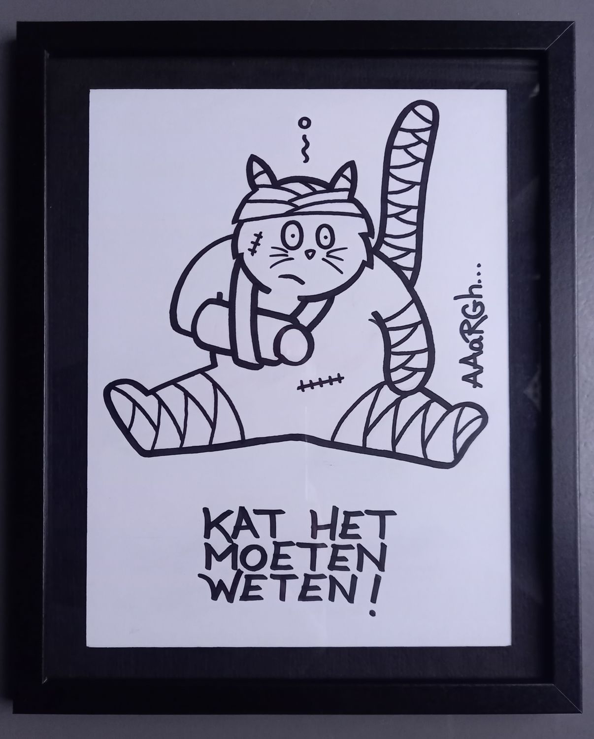 Ingekaderde originele tekening: KAT het moeten weten!