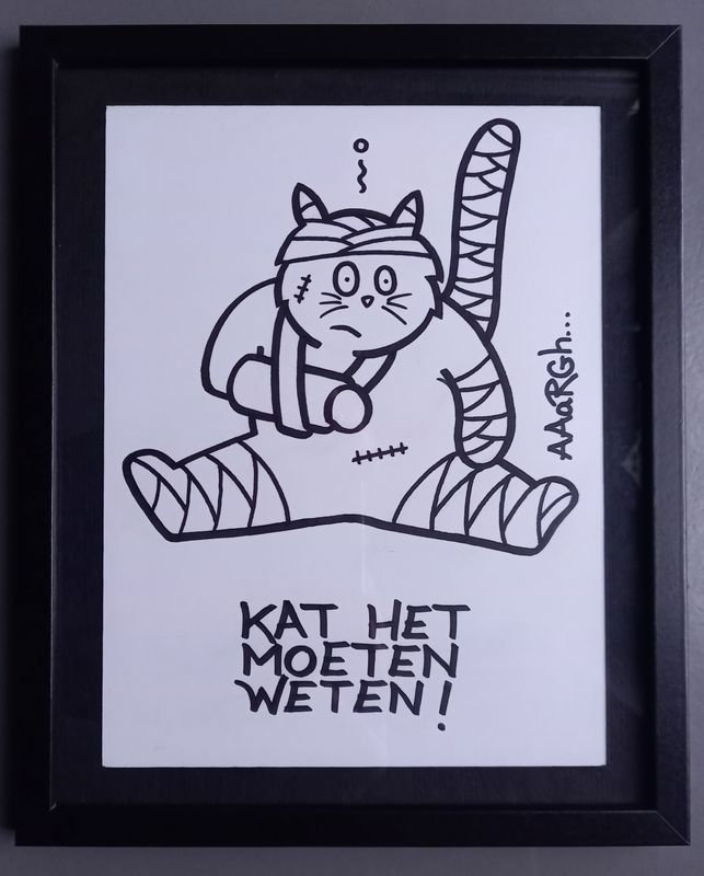 Ingekaderde originele tekening: KAT het moeten weten!