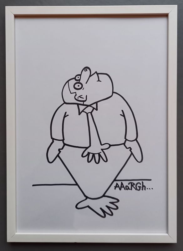 Ingekaderde originele tekening: Handdasman