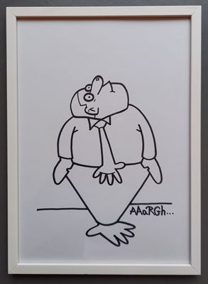 Ingekaderde originele tekening: Handdasman