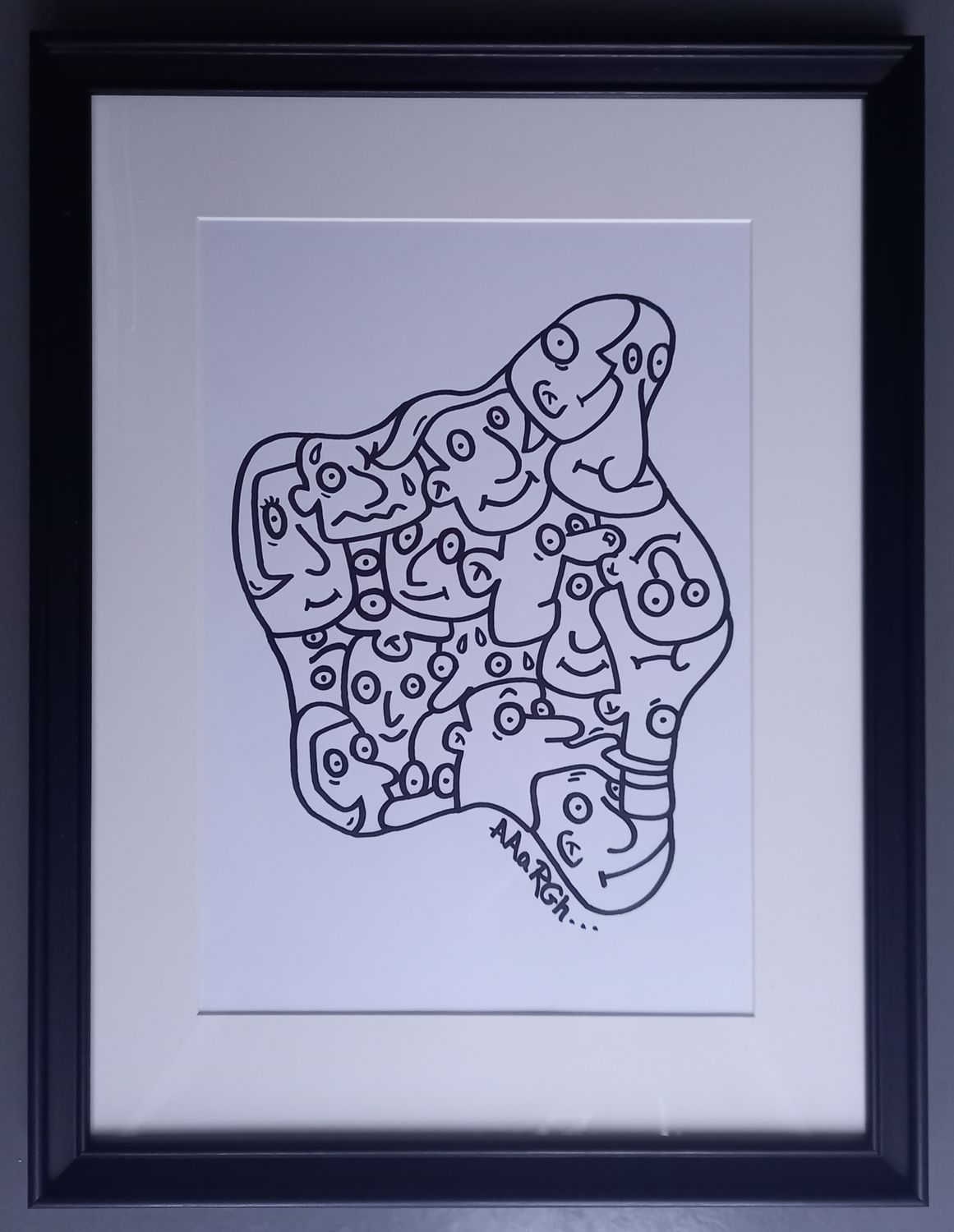 Ingekaderde originele tekening: Mensenvlek