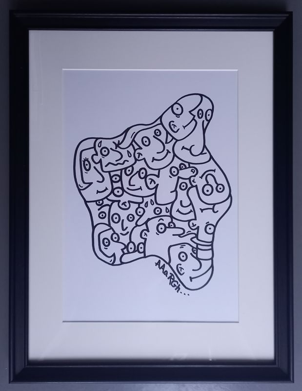 Ingekaderde originele tekening: Mensenvlek