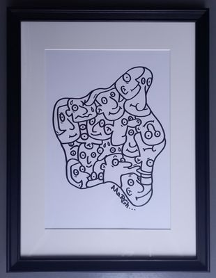 Ingekaderde originele tekening: Mensenvlek