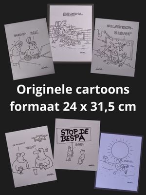 Originele cartoons formaat 24 x 31,5 cm