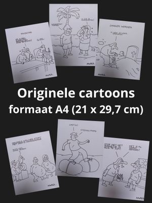 Originele cartoons formaat A4 (21 x 29,7 cm)