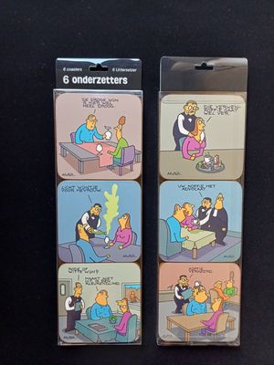 Setje onderzetters met cartoons