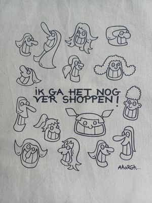 Totebag "Ik ga het nog ver shoppen" - vrouwenhoofden
