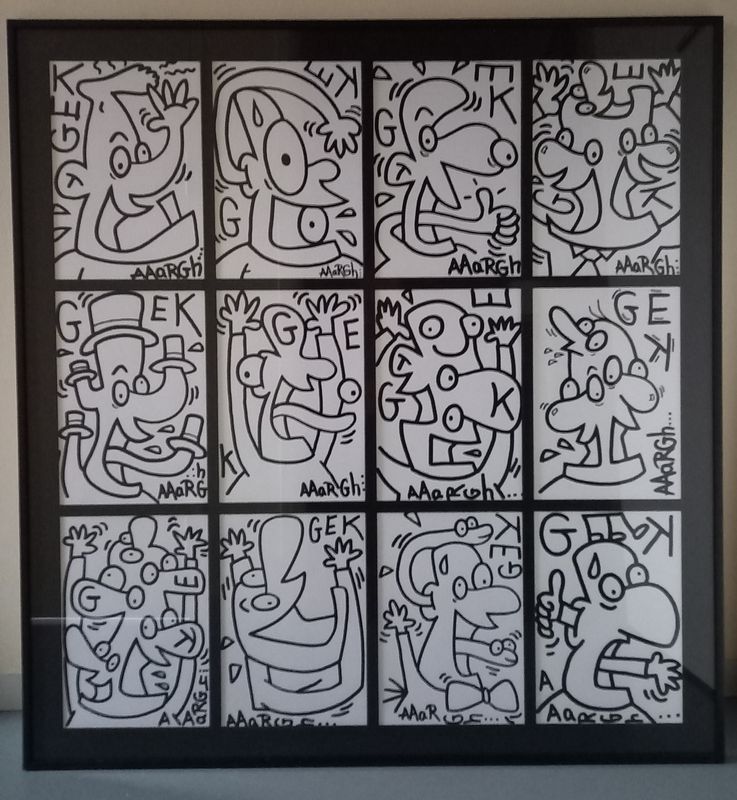 Ingekaderde originele tekeningen: GEK