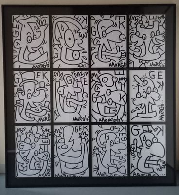 Ingekaderde originele tekeningen: GEK