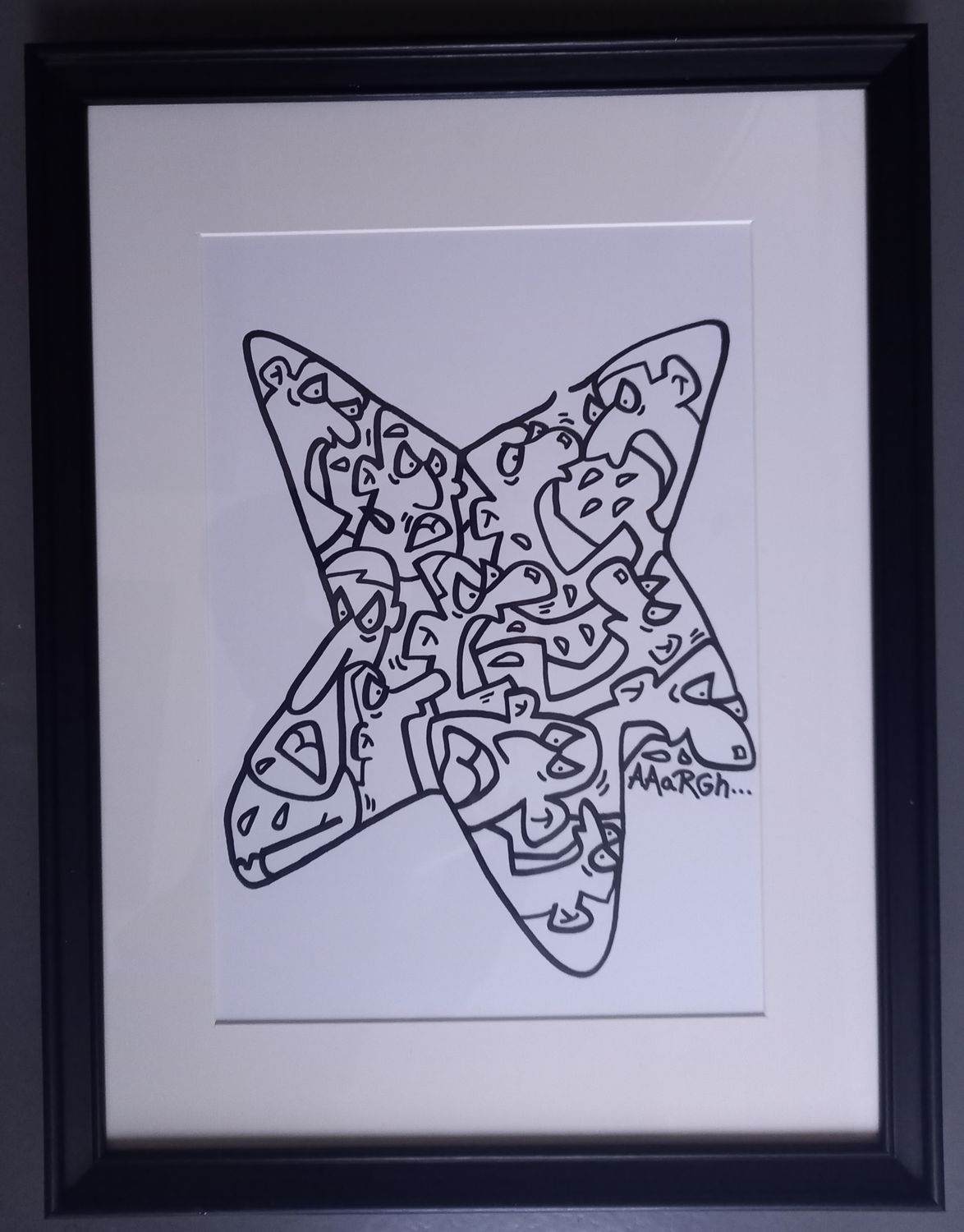 Ingekaderde originele tekening: Kwade ster