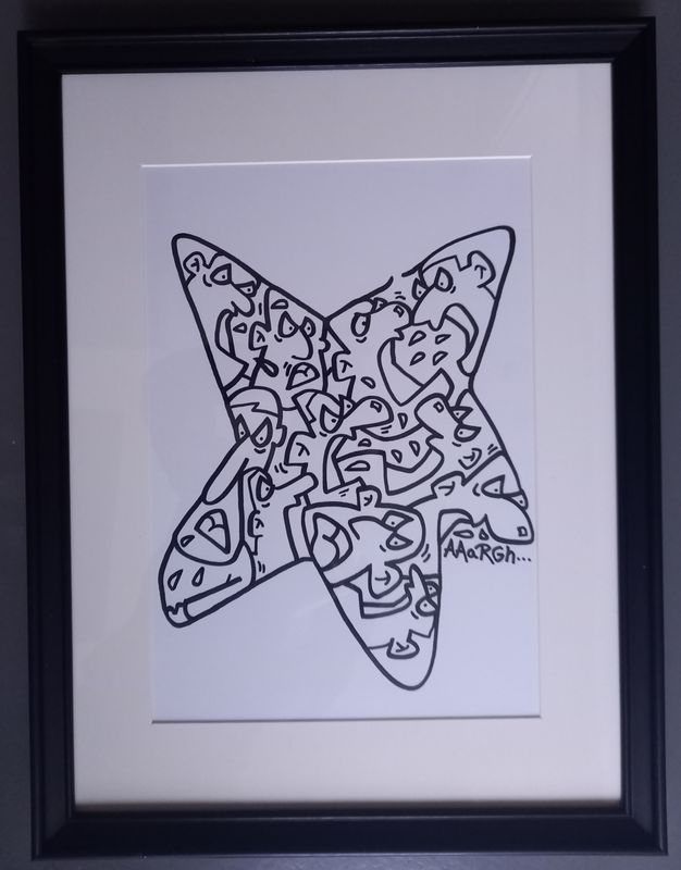 Ingekaderde originele tekening: Kwade ster