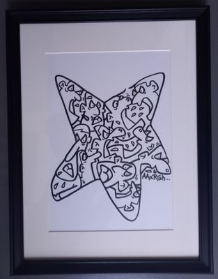 Ingekaderde originele tekening: Kwade ster