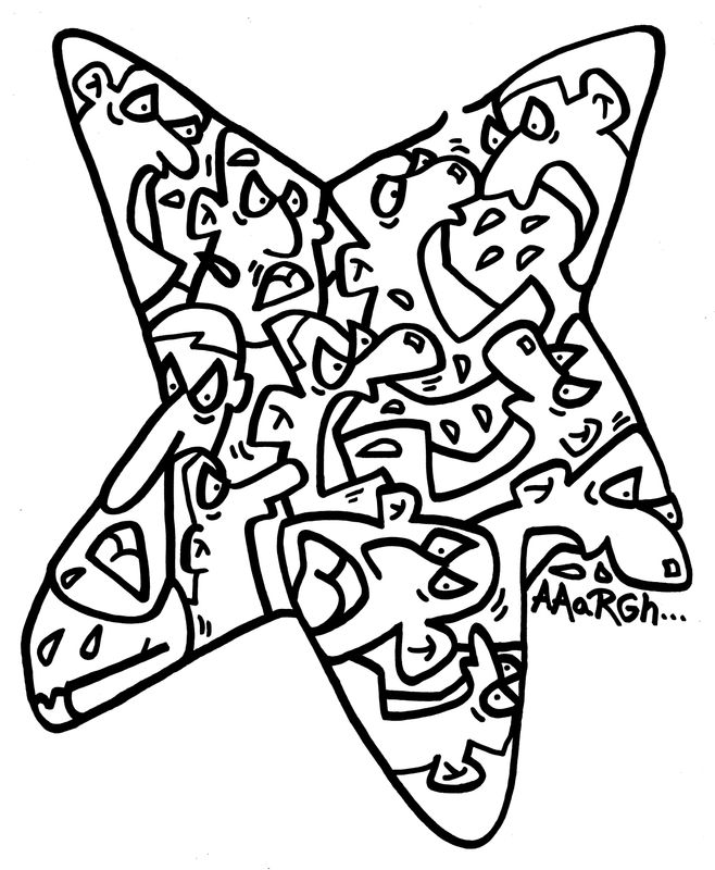 Ingekaderde originele tekening: Kwade ster