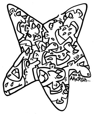 Ingekaderde originele tekening: Kwade ster