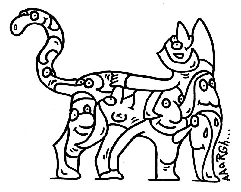 Ingekaderde originele tekening: Vrouwenpoes