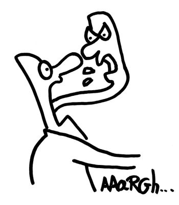 Ingekaderde originele tekening: Kwade tong
