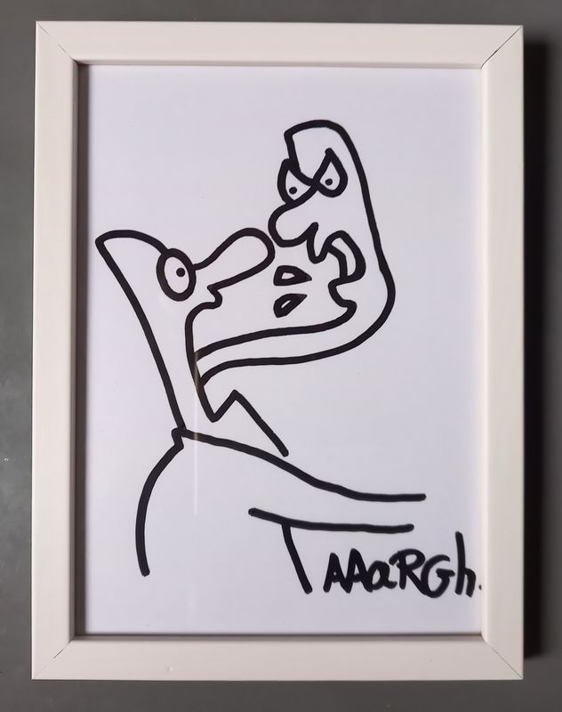 Ingekaderde originele tekening: Kwade tong