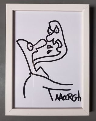 Ingekaderde originele tekening: Kwade tong