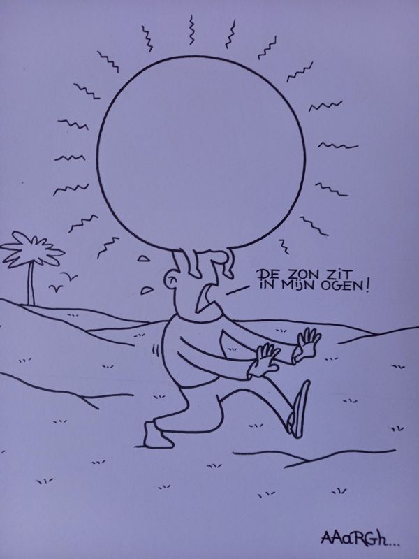 Originele cartoon: Zon in mijn ogen