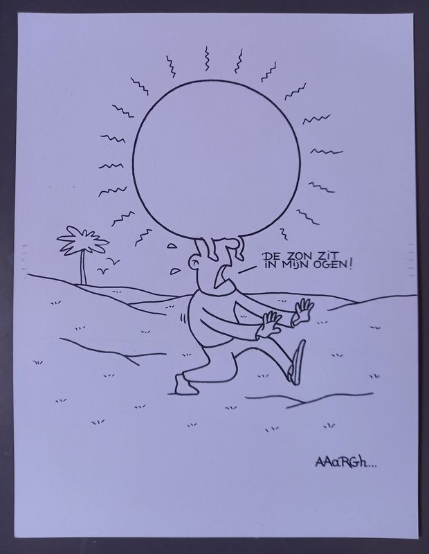 Originele cartoon: Zon in mijn ogen