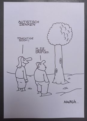 Originele cartoon: Autistisch denken boom